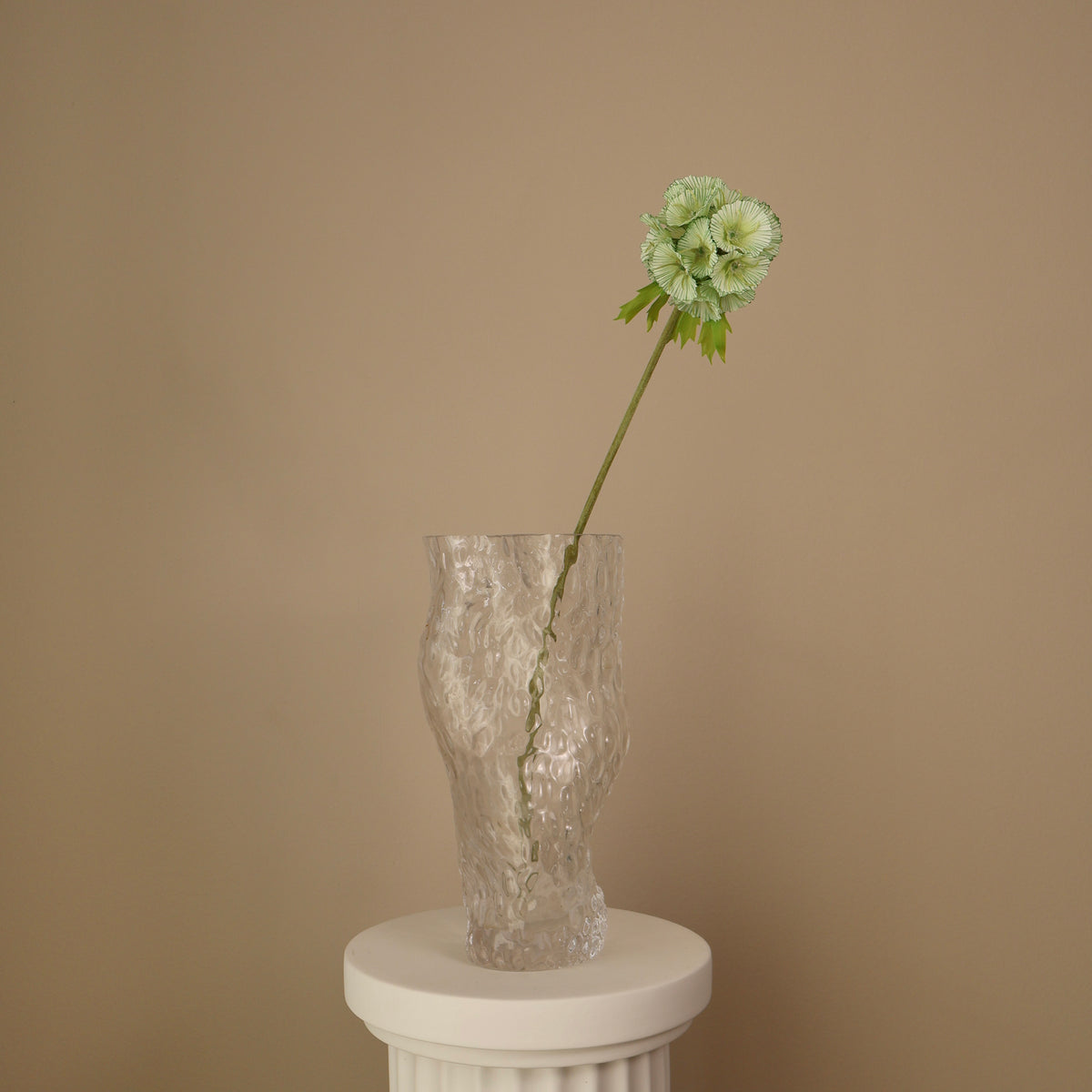 Konstgjort scabiosafrö i grön nyans, närbild