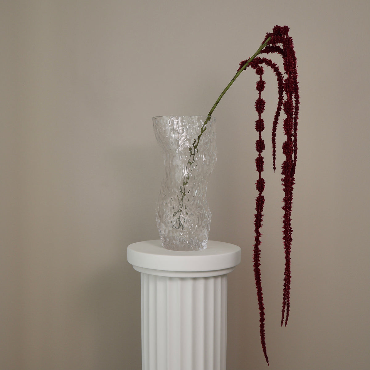 Konstgjord amaranthus-kvist i vinrött och mörkgrönt, närbild 10