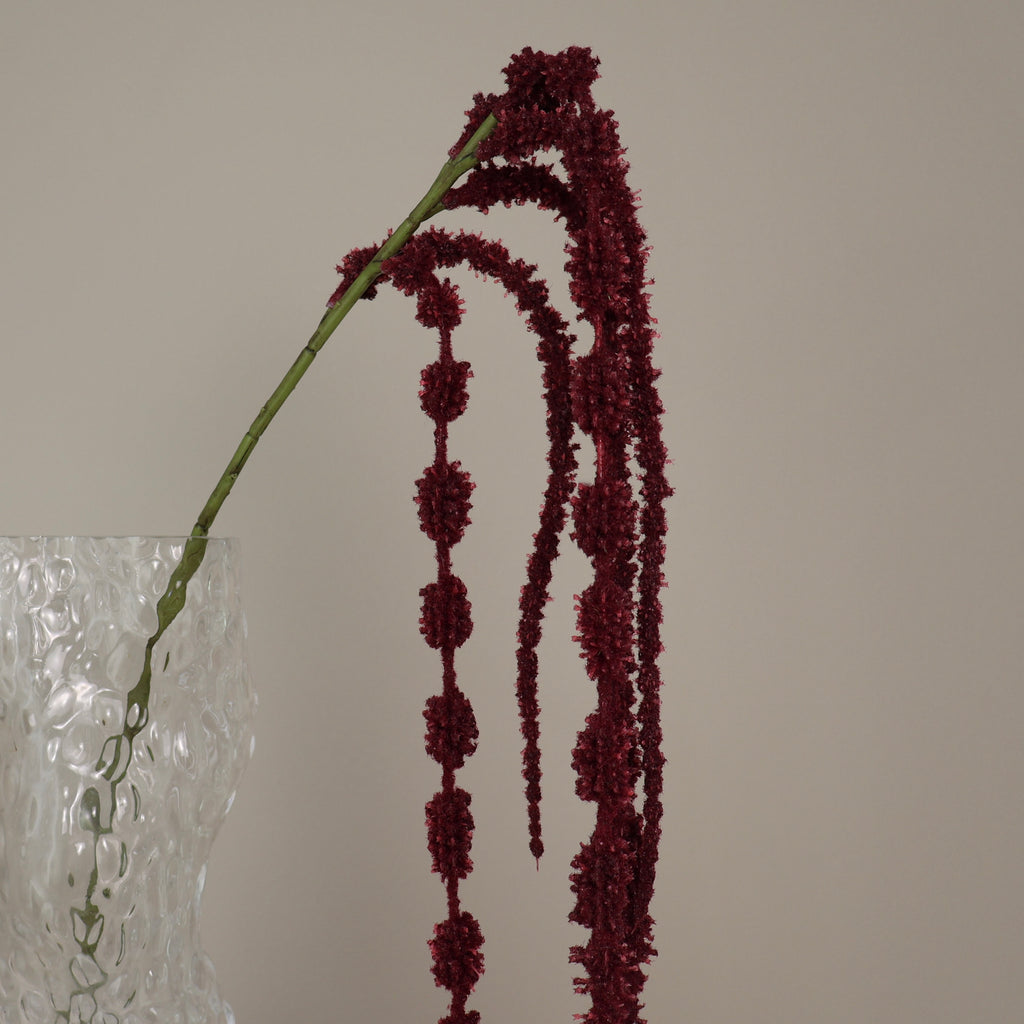 Konstgjord amaranthus-kvist i vinrött och mörkgrönt, närbild 6