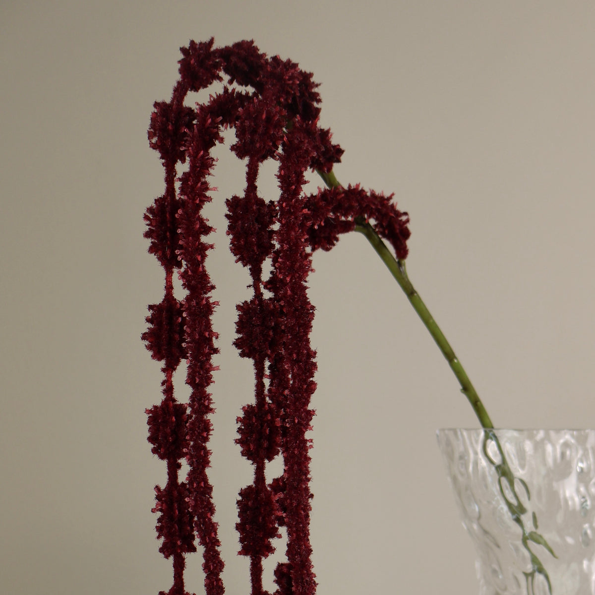 Konstgjord amaranthus-kvist i vinrött och mörkgrönt, närbild 9
